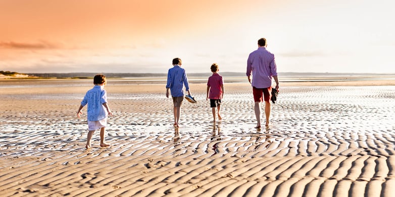Beach Family Photography - Boys walking with dad - Mayflower Cape Cod - Andre Toro Photography