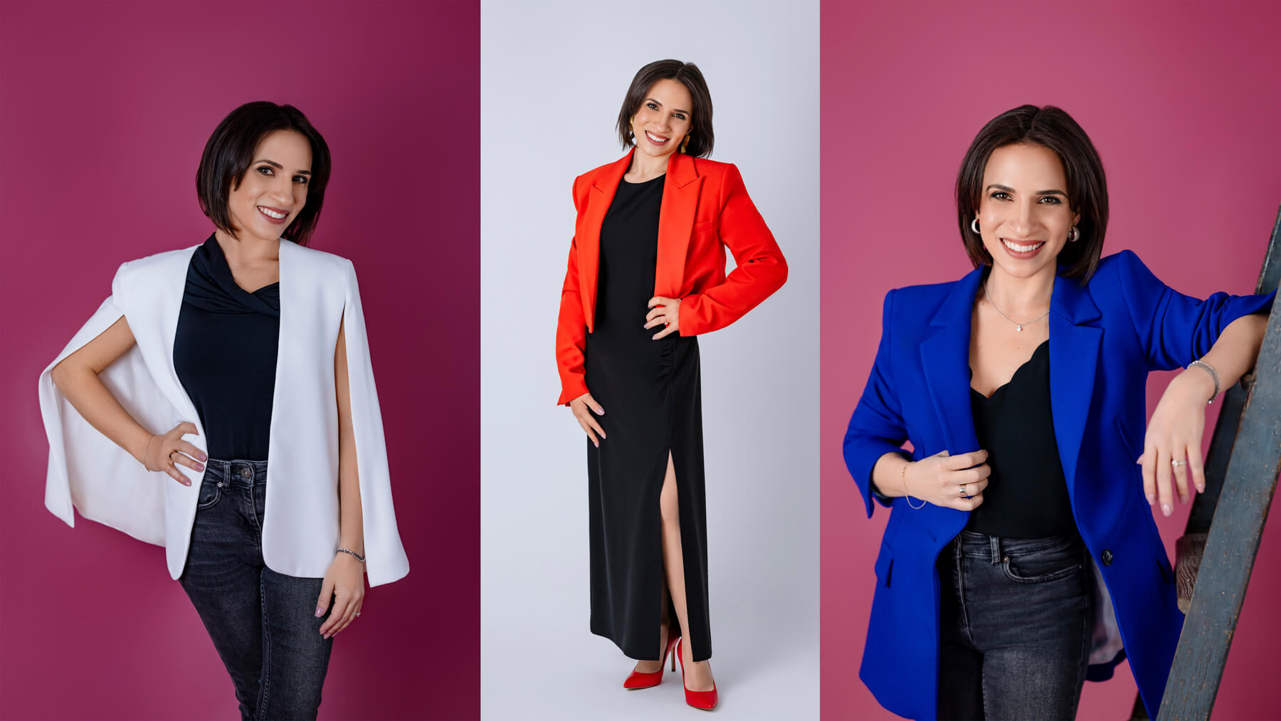 Collage of woman Headshots wardrobe  for a woman, at Photography Studio in Lexington, Massachusetts