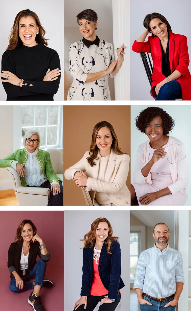 Collage women and men in studio headshots Boston, Massachusetts