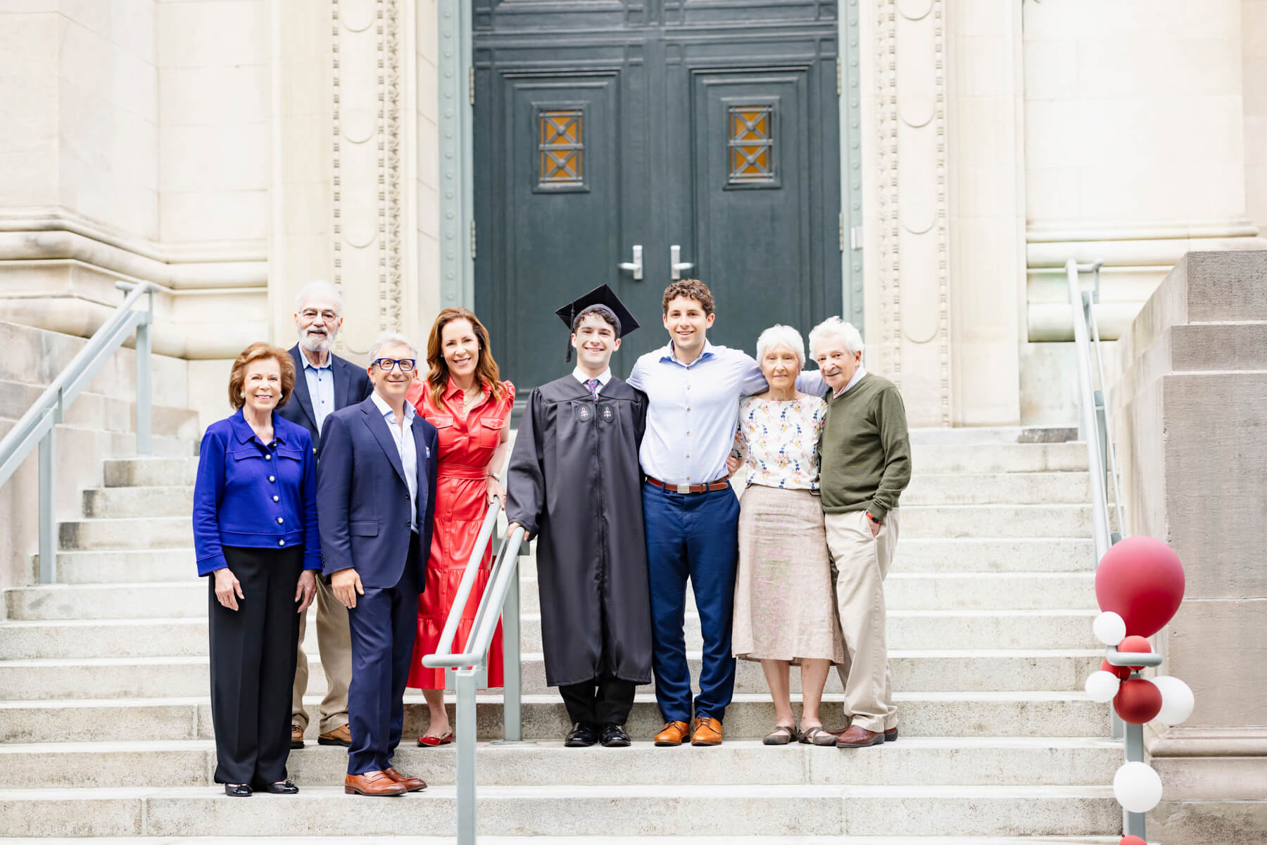 Harvard graduation portraits of extended family at Boston, Massachusetts