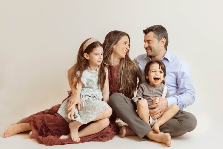 Family portraits Studio sitting in the floor at the studio im Boston