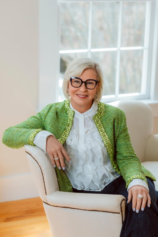 Woman with glasses Headshot at studio, in Lexington, Massachusetts