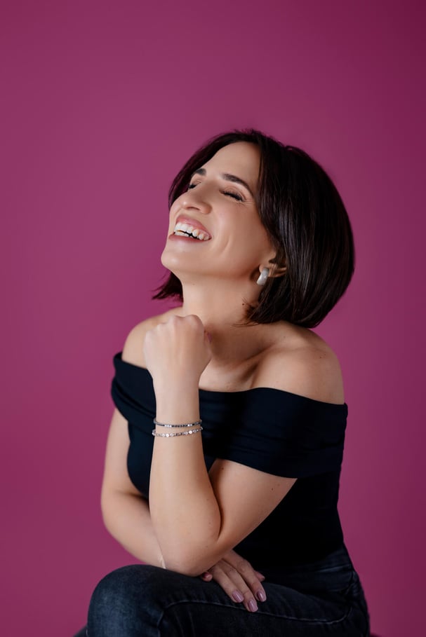 Woman headshot laughing, at Photography Studio in Lexington