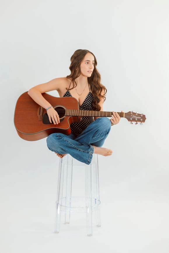 High School Senior girl with guitar in studio lexington boston-2