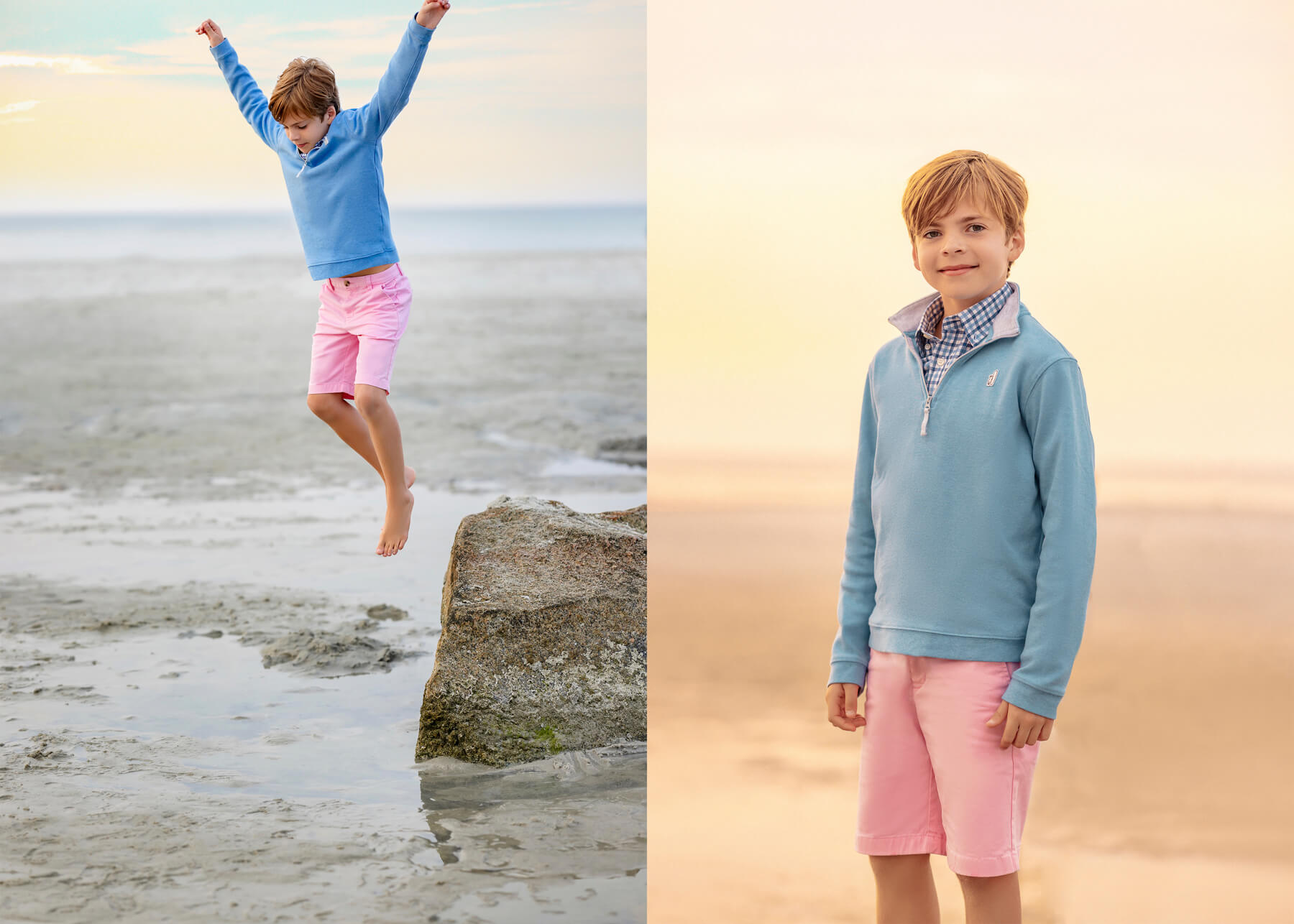 Boy collage with a candid and posed portrait, at Massachusetts