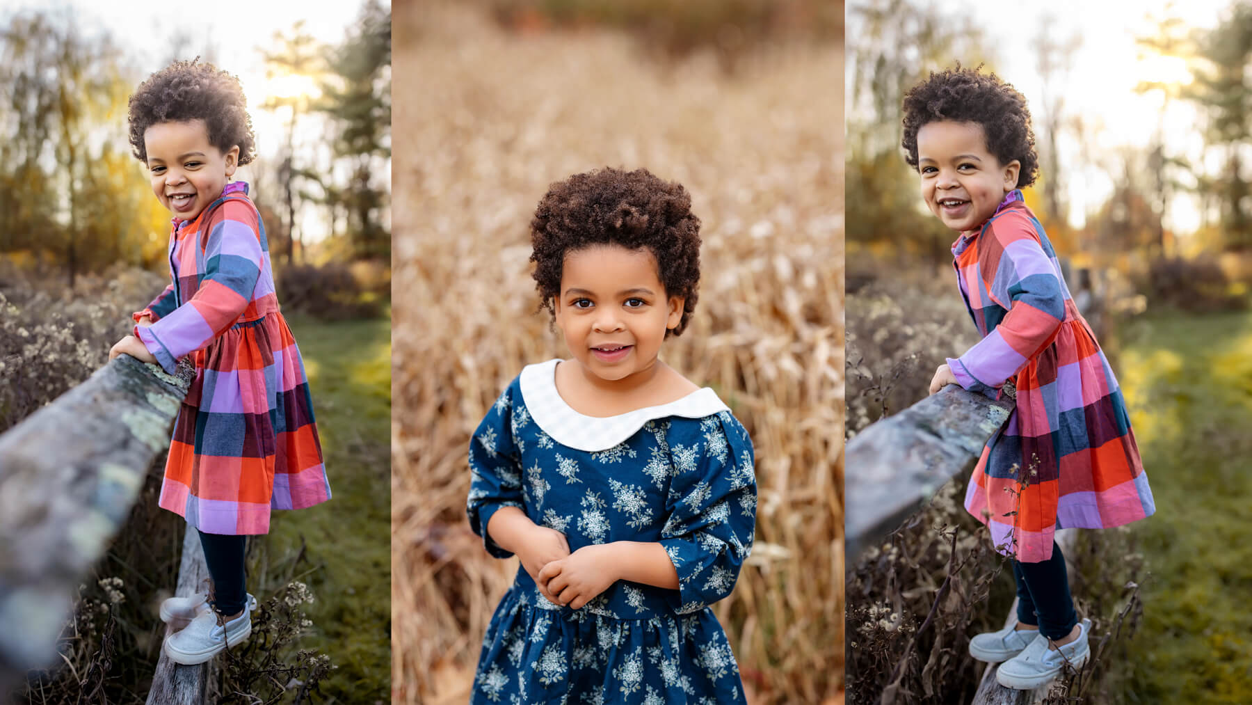 Girl collage with a candid and posed portrait, at Massachusetts