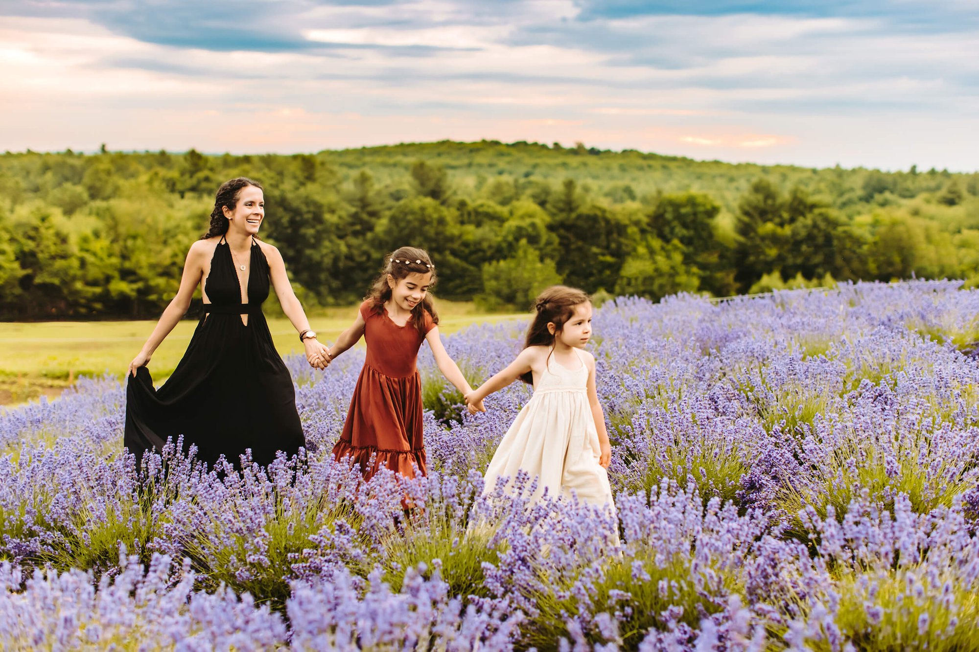 Lavender Family Photo Session -  Mom and girls - Andre Toro Photography - Boston
