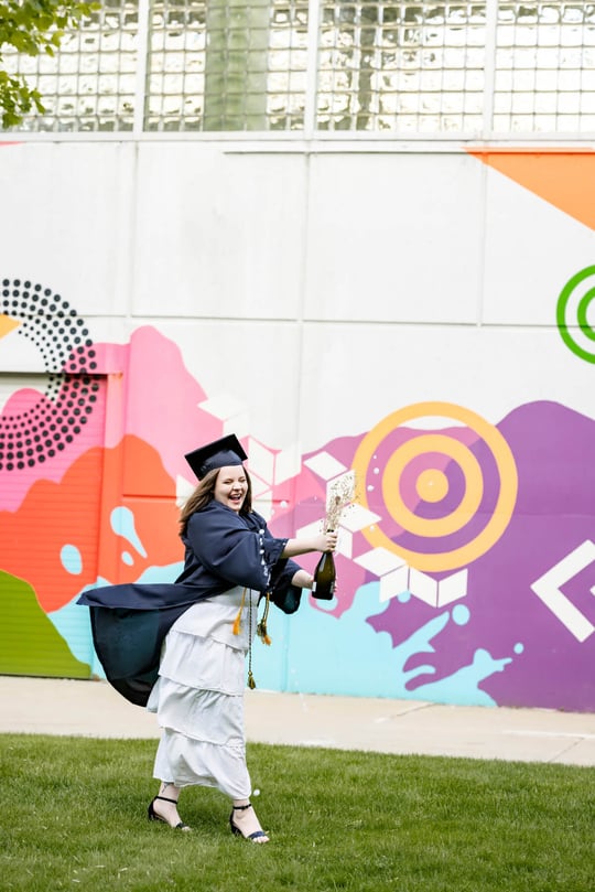 Northeastern graduation portraits of girl at Boston, Massachusetts