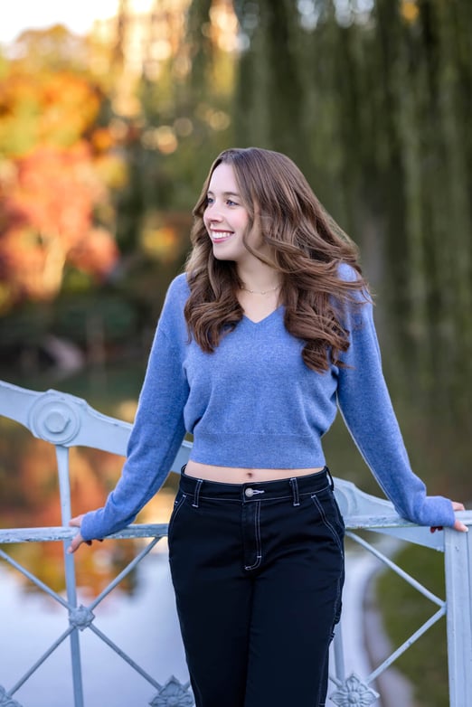 High School Senior girl at Public Garden, in Boston, Massachusetts