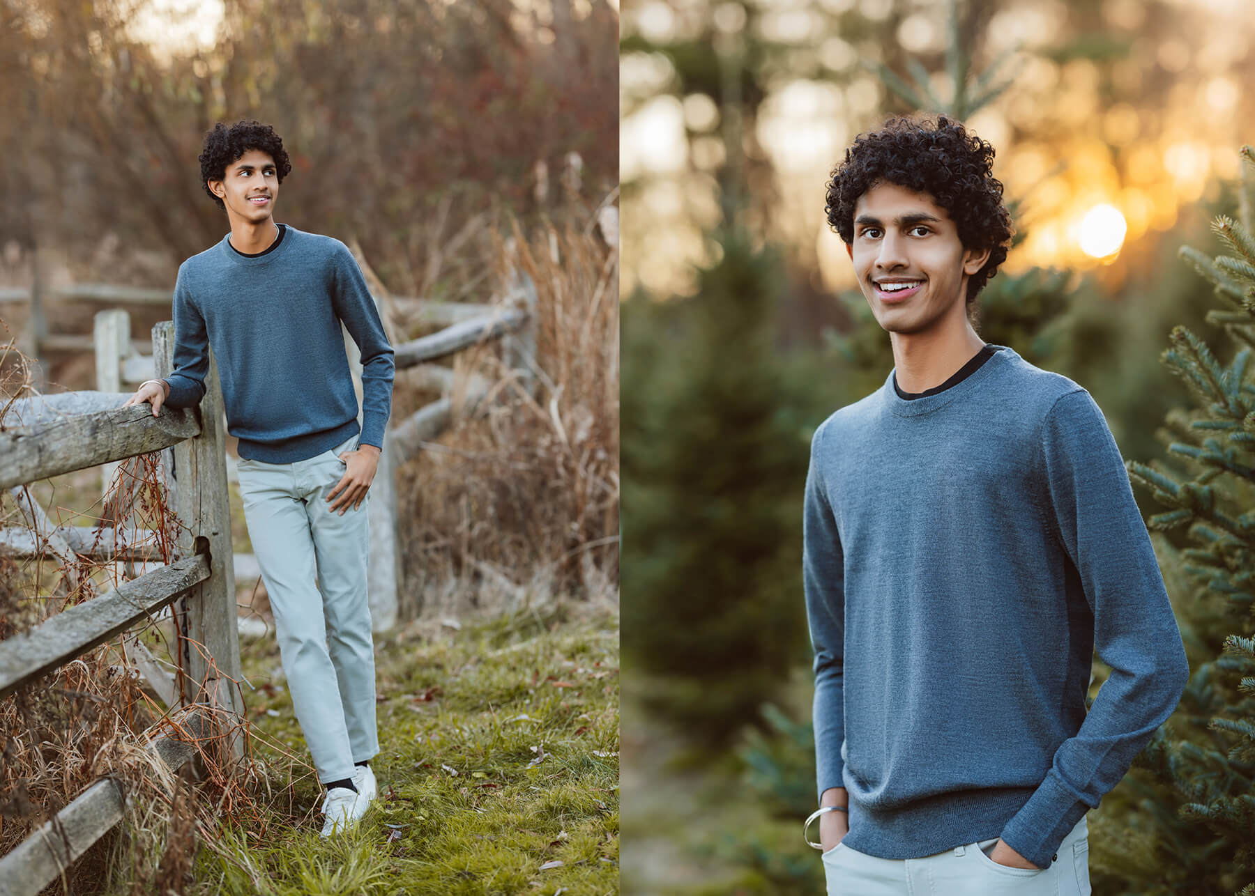 Boy's Collage of posed portraits outside, in Boston, Massachusetts