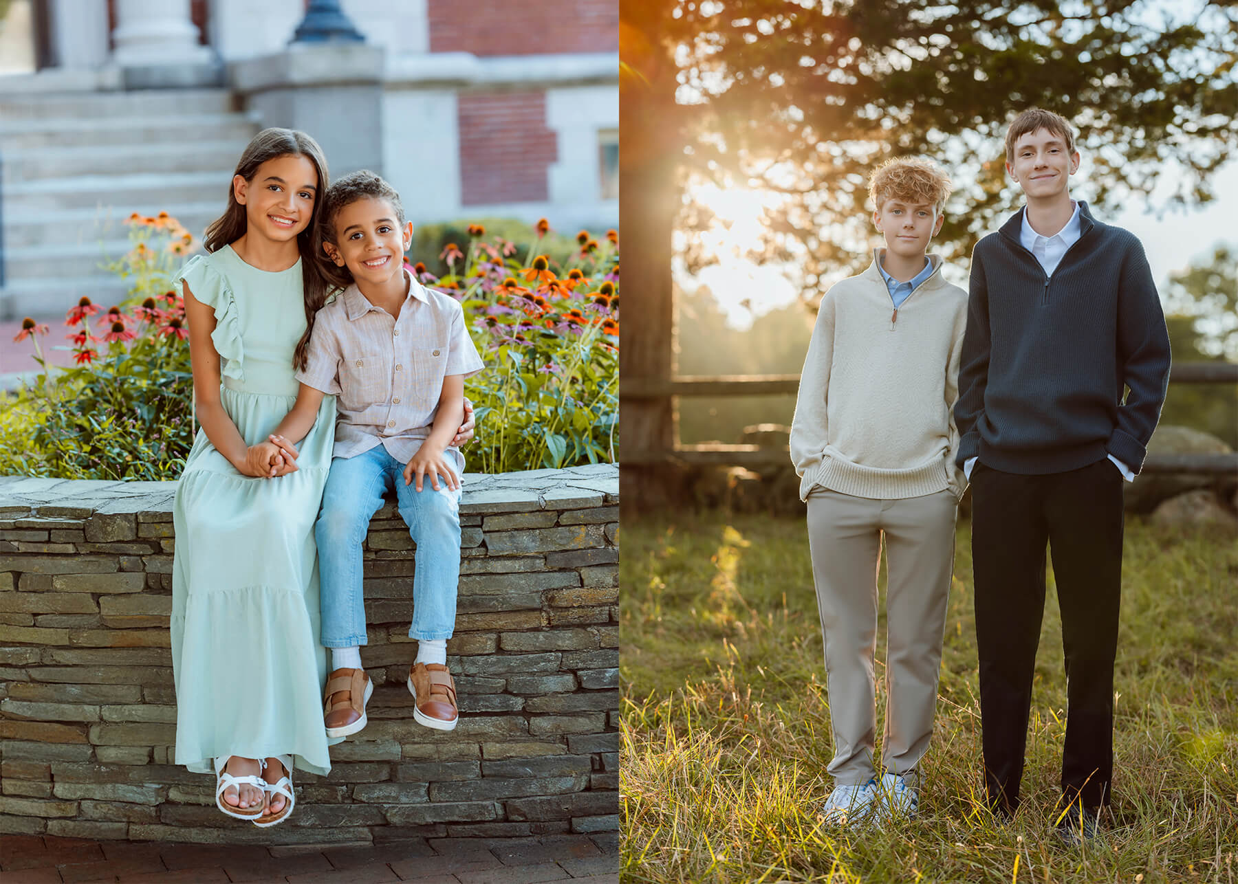 Siblings Collage of posed portrait, at Boston,Massachusetts