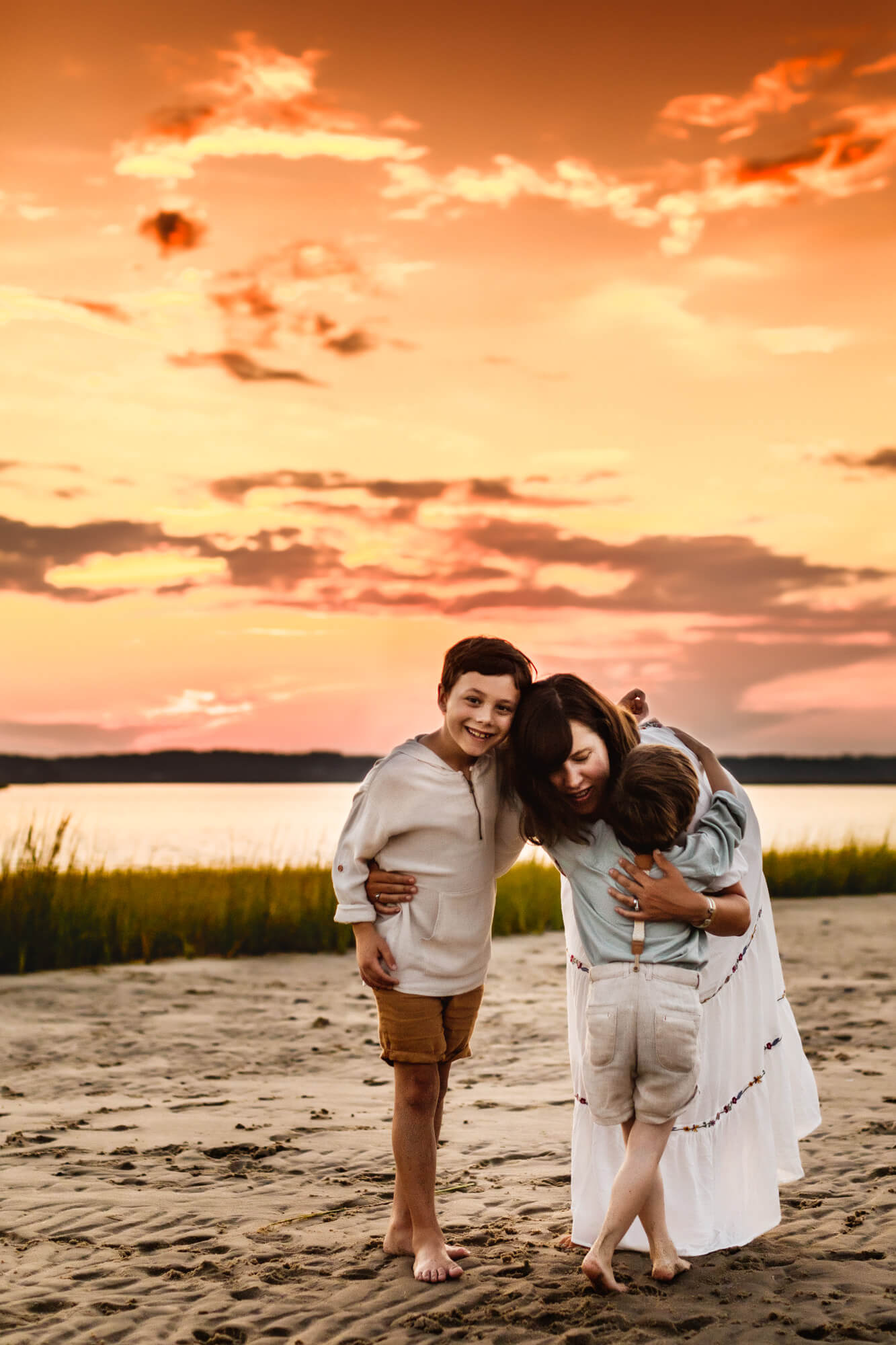 Summer - Beach Family Photos - Duxbury Beach - Mom and boys - Andre Toro Photography - Boston