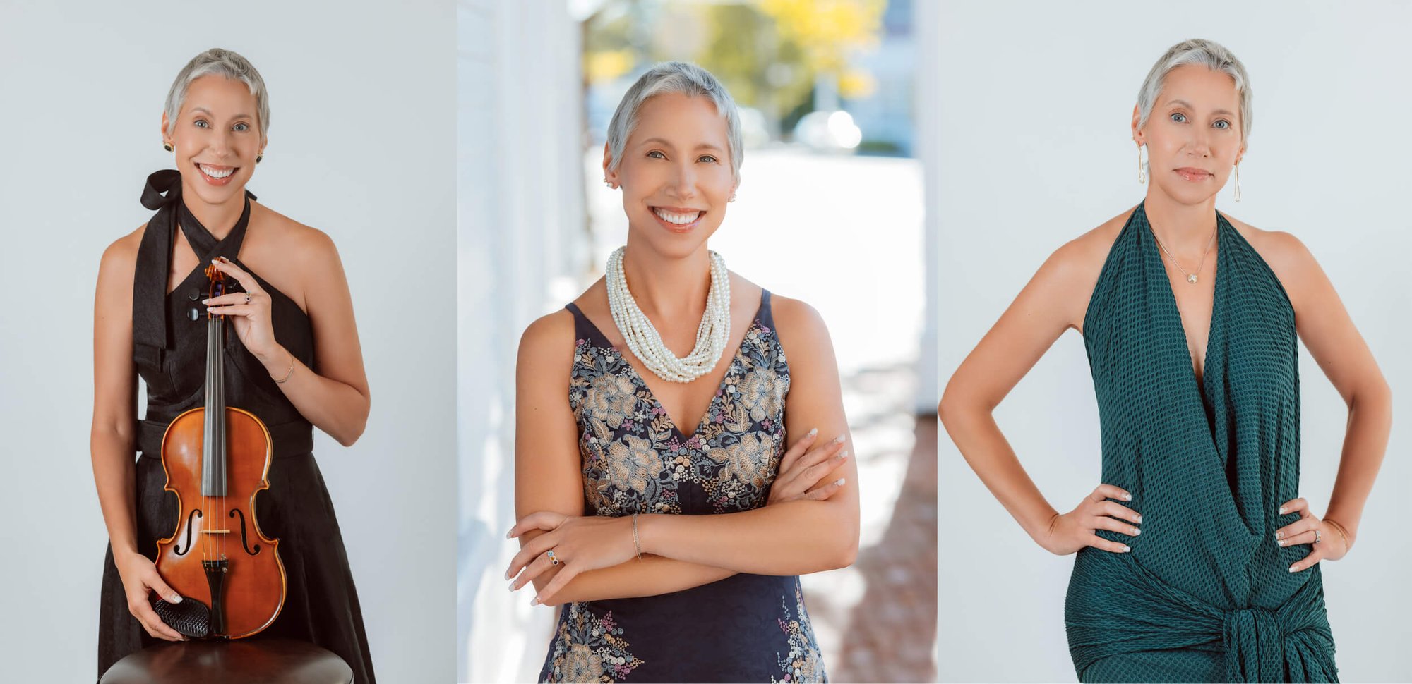 collage woman and her violin studio portraits in boston, personal branding headshots-1 (1)
