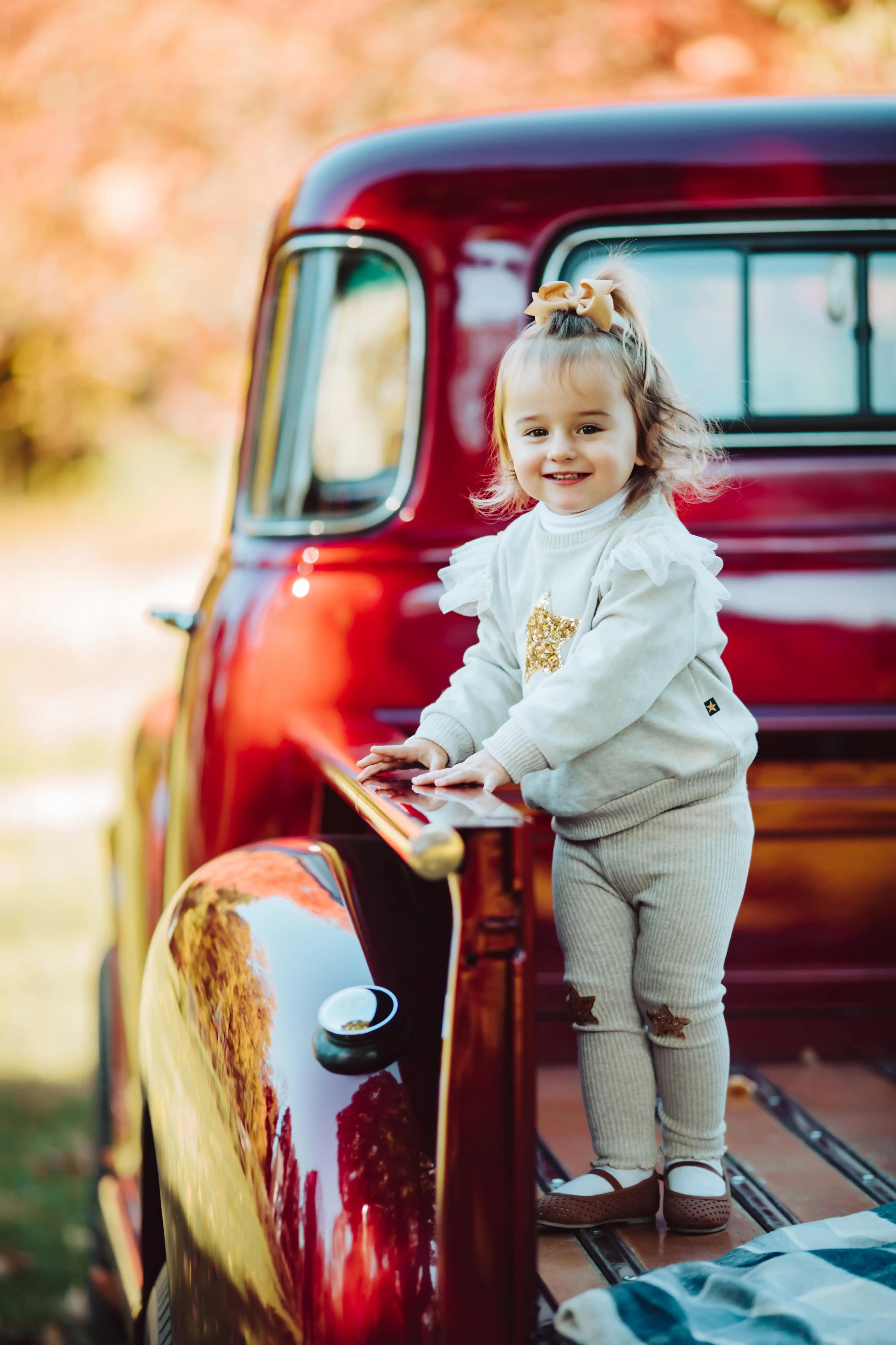 family photography_Baby Daughter 2 - Red Truck family shoot in Massachusetts