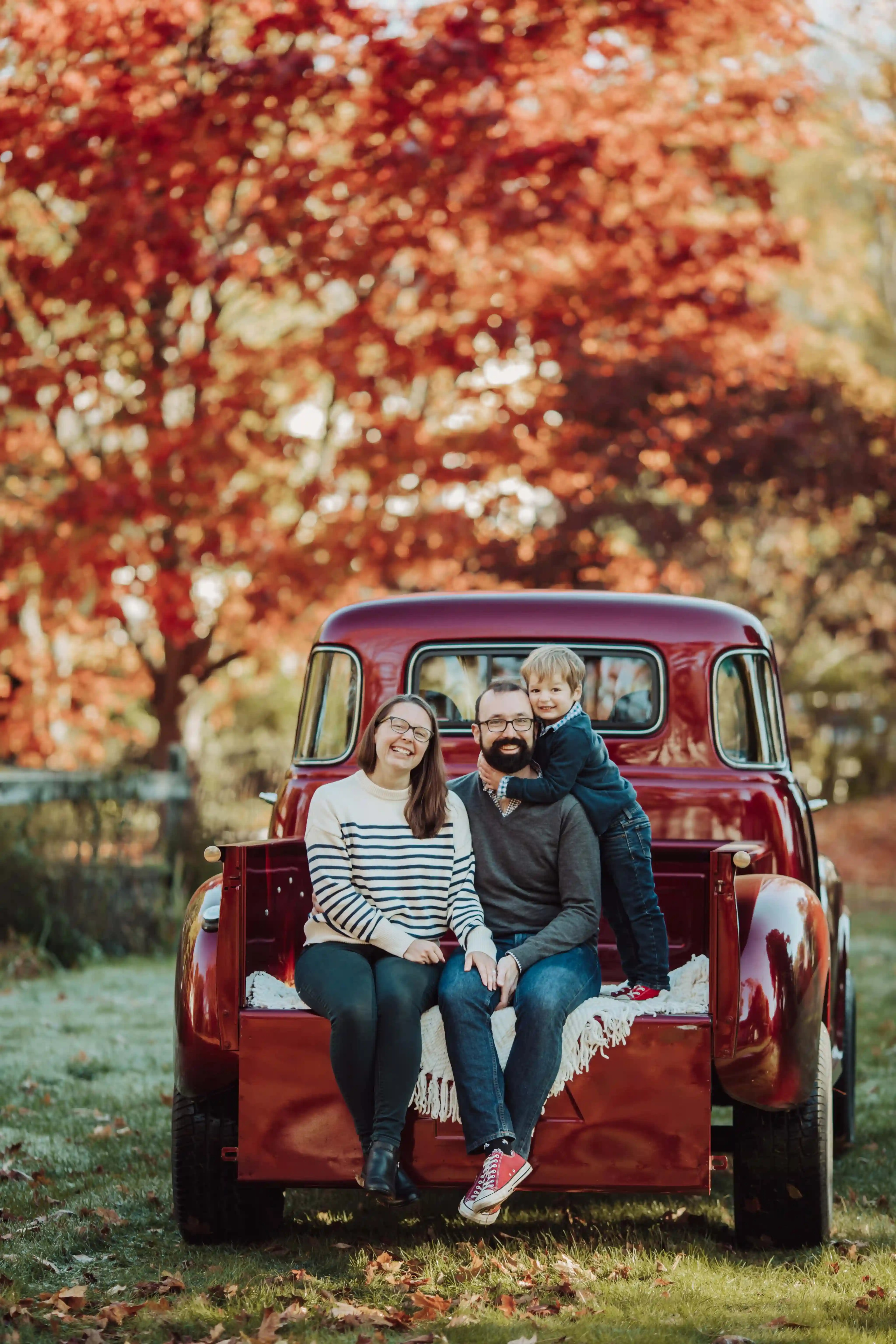 family photography_Family with their Son - Red Truck family shoot in Massachusetts