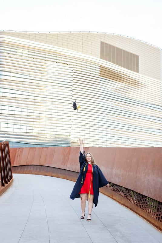 Northeastern graduation portraits of girl at Boston, Massachusetts