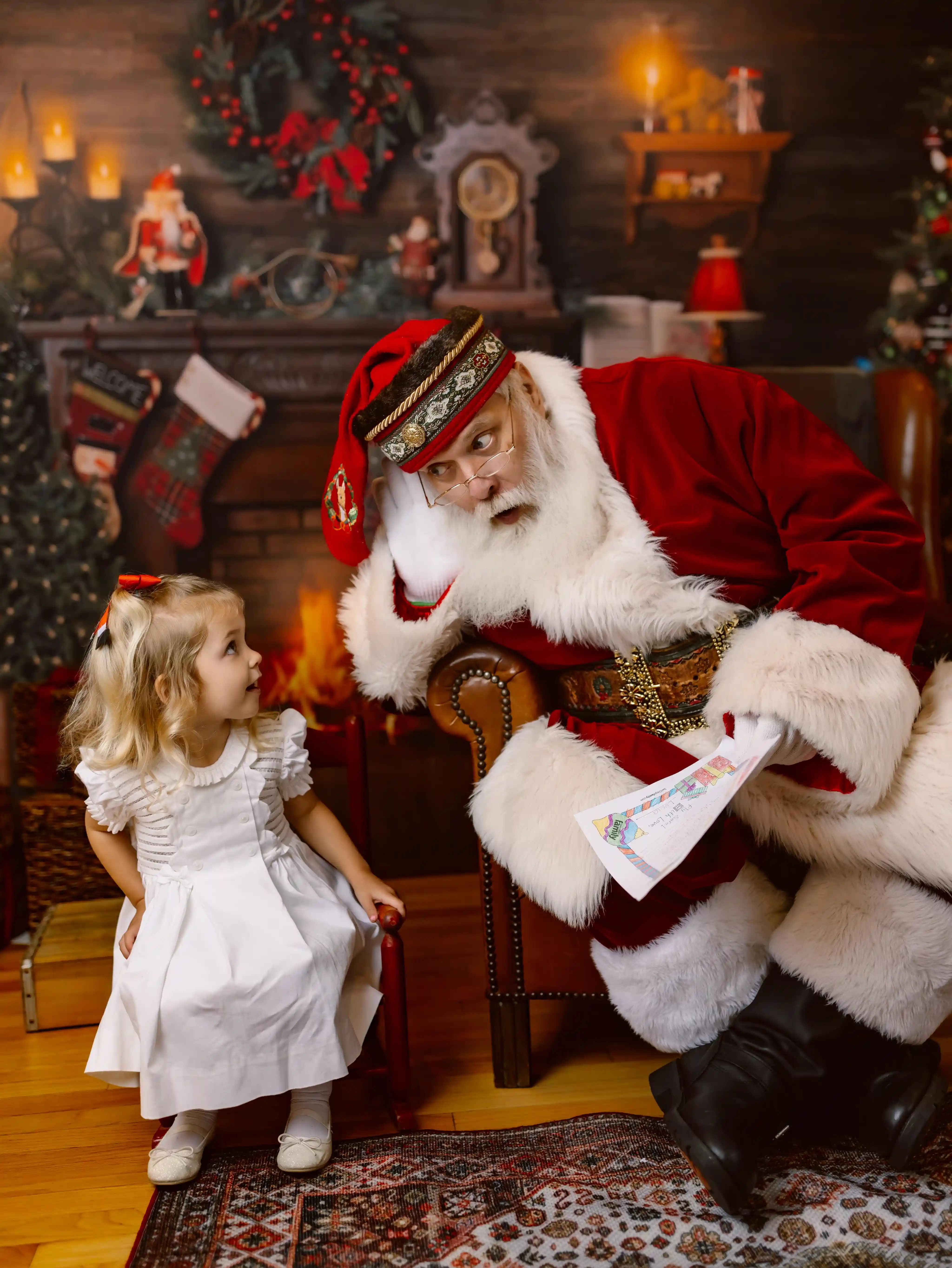 studio_baby girl with santa - family photo with santa