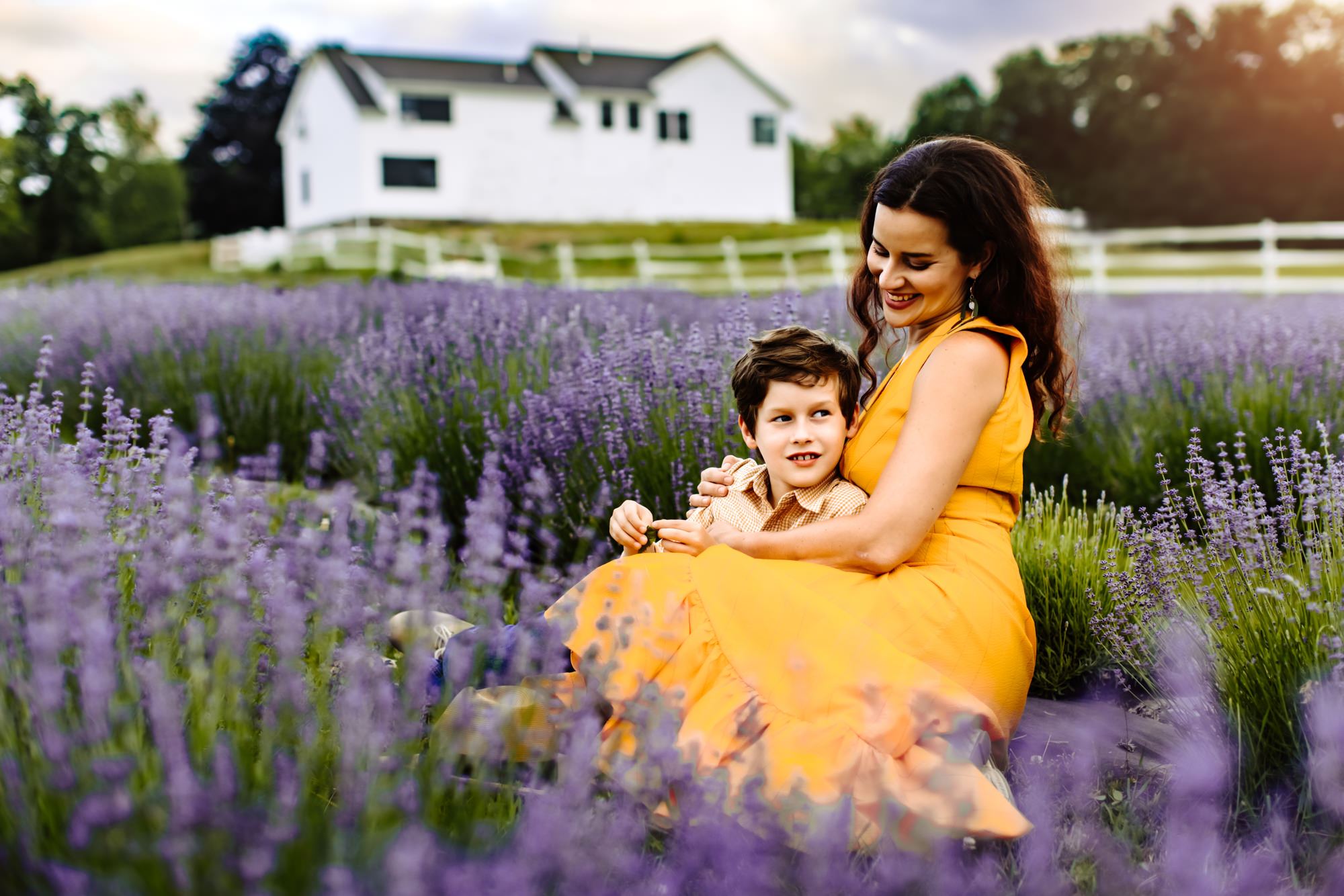 Lavender Farm - Spring Pictures - Boston Family Photographer - Mom and Son hugging